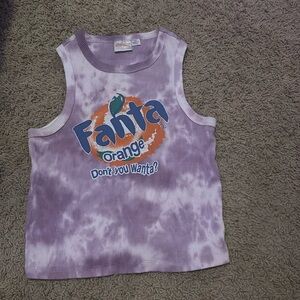 S/M Purple and White Tie Dye Fanta Coca Cola Tank Top